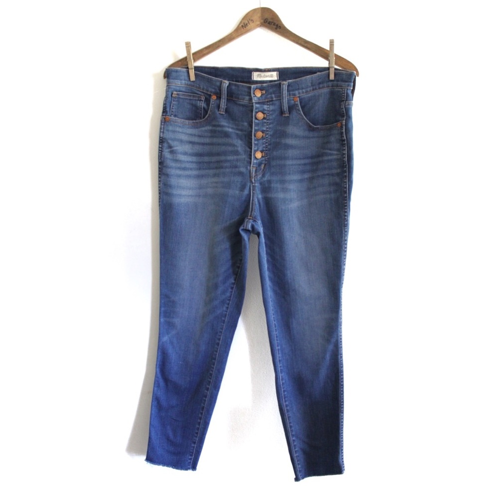 Madewell 10” High Rise Skinny Crop Raw Hem Fringe Jeans 31 12 Preowned